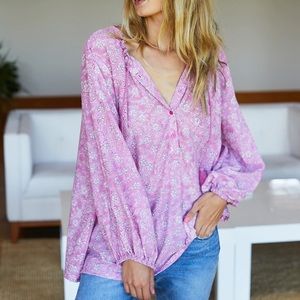 Emerson Fry India Collection Bardot Top in Crocus Size Large